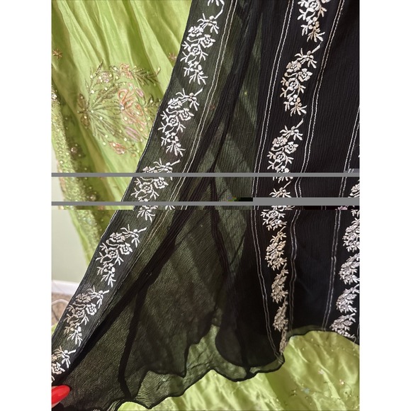 Vintage 90s ICE Silk Dress Black & White Midi Floral Print Lined Boho Size 14 - Picture 5 of 6